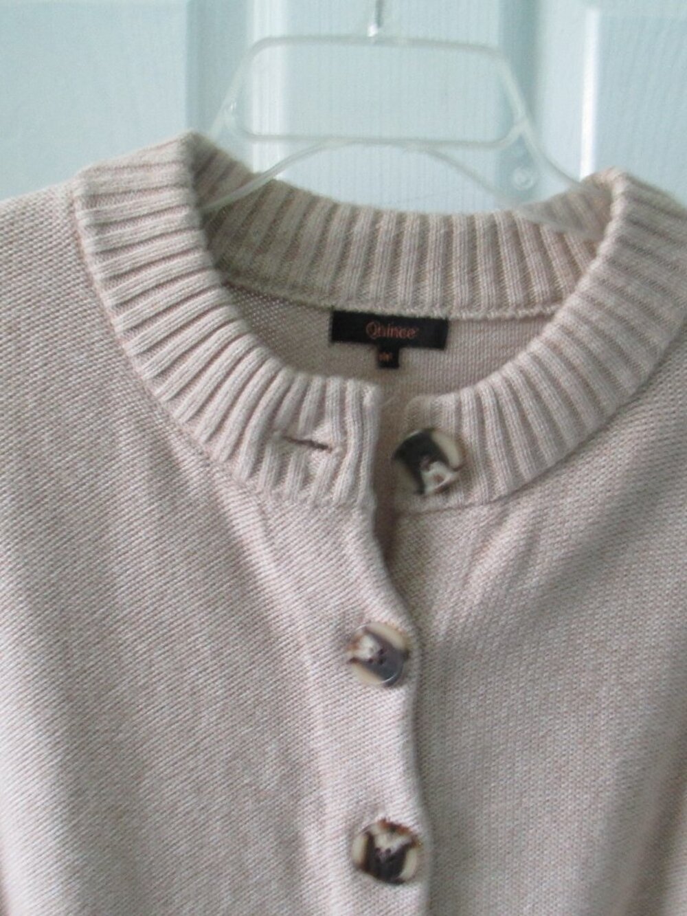 Quince 100% Organic Cotton Cropped Cardigan in Cement Marl - Picture 4 of 14